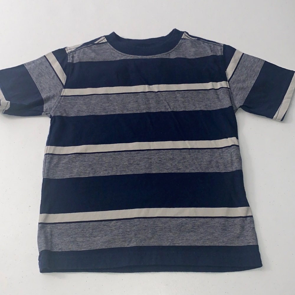 Faded Glory Boy’s Navy Stripes Short Sleeve Shirt Size XS 4/5